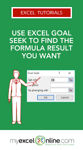 Use Excel Goal Seek To Find The Formula Result You Want Myexcelonline Excel Tutorials Excel Microsoft Excel
