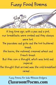 Food Poems Poems About Food Funny Poems For Kids Food Humor