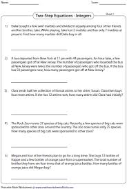 Two Step Equation Word Problems Integers Integers Word Problems Adding And Subtracting Integers Word Problem Worksheets