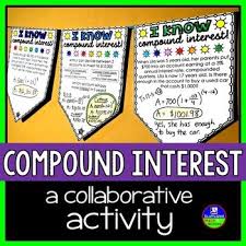 Students Solve Compound Interest Problems Where Interest Is Compounded Annually Quarterly Monthly Daily An Algebra Word Walls Math Pennant Compound Interest