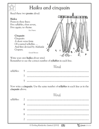 Poems Haiku And Cinquain Haiku Poems For Kids Cinquain Poetry Worksheets