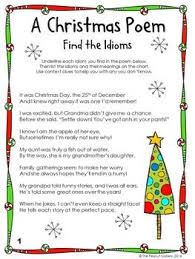 Free A Christmas Poem Find The Idioms Christmas Poems Idioms Christmas Teaching