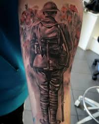 Memorial Remembrance Soldier Tattoo Sleeve With Red Poppies Www Katerollinson Com Soldier Tattoo Tribute Tattoos Memorial Tattoo Designs