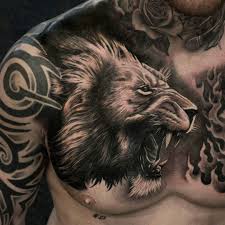Lion Coverup On Reeces Chest By Thomas Wells Lion Head Tattoos Lion Tattoo Chest Tattoo Men