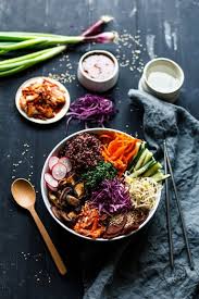 Great Lunch Bowl With Seitan Spinach Shiitake Mushrooms And Lot S Of Nice Stuff Eat More Buddha Bowls Bibimbap Rezept Bibimbap Rezepte