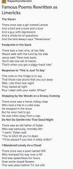 Limericks Famous Poems Poems Words
