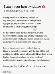 I Carry Your Heart With Me I Carry It In My Heart Ee Cummings Poetry Valentine Wedding Anniversary Words Poems Poem Quotes