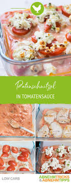 Saftige Uberbackene Low Carb Putenschnitzel In Tomatensauce Rezept Putenschnitzel Tomatensauce Rezepte Tomaten Sauce