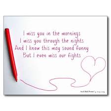 Funny Miss You Poem About Love And Fights Postcard Zazzle Com Missing You Poems You Poem Love Poems