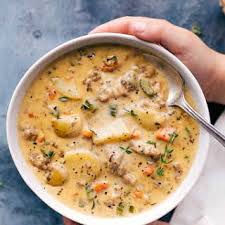 Sausage Potato Soup Recipe Yummly Recipe In 2021 Sausage Potato Soup Soup Recipes Cream Cheese Chicken