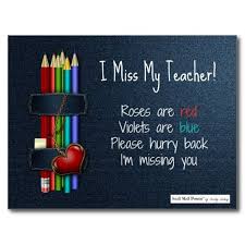Miss You Poem For Teacher From Student Postcard Zazzle Com Roses Are Red Poems I Miss You Dad Missing You Poems
