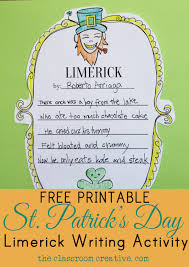 Limerick Writing Activity For St Patrick S Day With Free Printable Template Writing Activities Poetry For Kids Limerick For Kids