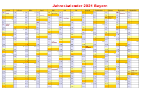 Kalender 2020 bayern als pdf oder excel. Druckbare Jahreskalender 2021 Bayern Kalender Zum Ausdrucken The Beste Kalender