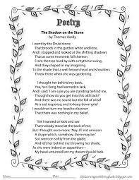 Printable Book Of Shadows Pages Poem The Shadow On The Stone Printable Poems For Kids Poet Study Poems Thomas Hardy Classic Poems