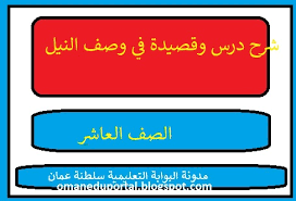 شرح درس في وصف النيل للصف العاشر لغة عربية الجزء الثاني