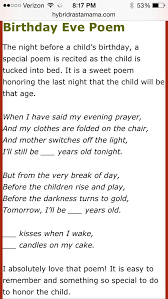 Birthday Poem Birthday Poems Birthday Eve Poems
