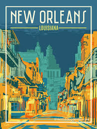 New Orleans Louisiana Vintage Travel Poster Etsy Travel Posters Retro Travel Poster Vintage Travel Posters