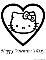 Hello kitty coloring page on valentines day. Hello Kitty Happy Valentines Day Coloring Pages Printable