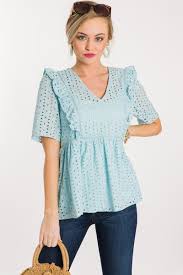 Baby Blue Eyelet Top New Arrivals The Blue Door Boutique