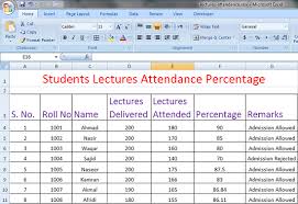 Excel Worksheet For Calculating Lecture Attendance Percentage Of Students Microsoft Excel Formulas Excel Microsoft Excel