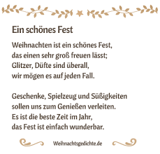 Ein Schones Fest Weihnachtsgedicht Zum Ausdrucken Pdf Gedicht Weihnachten Weihnachtsgedicht Kinder Weihnachtsgedichte