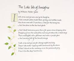 The Lake Isle Of Innisfree Poem In Handwritten Italic Calligraphy With Spring Blossom Illustration Yeats Poems Poems Innisfree