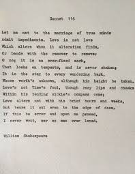 Shakespeare Sonnet 116 Love Poem Wedding Reading Hand Typed On Typewriter Shakespeare Sonnets Romantic Shakespeare Quotes Love Poems Wedding