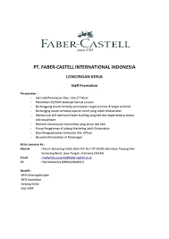 Lowongan Kerja Pt Faber Castell International Indonesia Pendidikan Komunikasi Indonesia