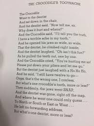 Crocodile And His Teeth By Shel Silverstein Funny Poems Silverstein Poems Reading Poems