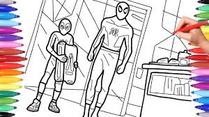Download your favorite page of spiderman and follow him as he makes this world a safer place. New Spiderman Spiderverse Scene Coloring Pages How To Draw Spiderman Peter Parker And Miles Morales Youtube