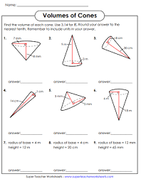 Volume Of Cones Worksheet Volume Worksheets Math Quotes Worksheets