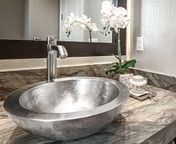 metal textured vessel sink modern