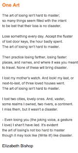 One Art Elizabeth Bishop Unforgettable Quotes Inspirational Phrases One Art Elizabeth Bishop