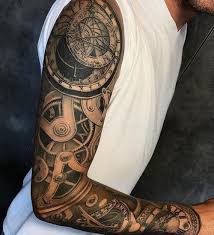 Nice 3d Full Sleeve Arm Tattoo Designs With Gears Best Full Arm Sleeve Tattoos For Men Cool Sleeve Tat Mechanical Sleeve Tattoo Tattoos For Guys Gear Tattoo