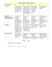Tanka Haiku Rubric Haiku Poems Haiku Rubrics