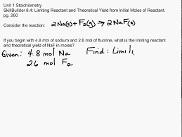 Skillbuilder 8 4 Unit 1 Stoichiometry The Unit Chemistry Math