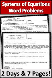 Systems Of Equations Word Problems Guided Notes Practice Systems Of Equations Word Problems Systems Word Problems