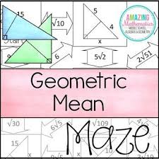 Geometric Mean Worksheet Maze Activity Geometric Mean Teaching Mathematics Geometry Worksheets