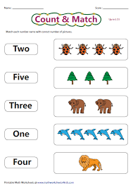 Number Names Count And Match Counting Worksheets Kids Math Worksheets Kindergarten Math Worksheets