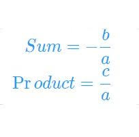 Sum And Product Of The Roots Of A Quadratic Equation