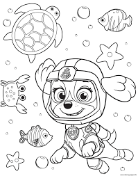 Chase, marshall, rubble, rocky, everest, skye bring color to your child's world with these puptastic free paw patrol colouring pages. Sea Patrol Skye Paw Coloring Pages Printable