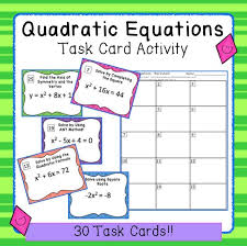 Quadratic Equations Task Card Activity Quadratics Solving Quadratic Equations Quadratic Equation