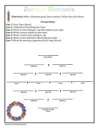 Summer Poetry Pack Haiku Diamante Acrostic Cinquain Grades 3 6 Cinquain Acrostic Poem Template