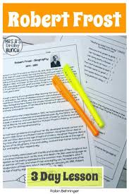 Robert Frost Poems And Biography Poetry Middle School Poetry Unit Middle School Poetry Worksheets
