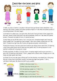 Describe The Boys And Girls English Reading English Lessons Teaching English