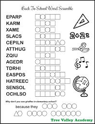 These groups are displayed in buttons at the top of the results. Back To School Word Unscramble Tree Valley Academy