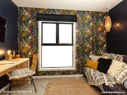 In Blank Canvas Week The Block Nz S Claire And Agni Went Bold With Both Paint Colour And Wallpaper Pai Guest Room Colors Sofa Bed Guest Room Study Room Decor