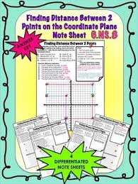 Finding Distance Between 2 Points On The Coordinate Plane Guided Notes Sheet Coordinate Plane Coordinates Note Sheet