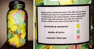 It has a time frame to add entries, a holding period for as long as you choose, and then is revealed, to you and your contributors! Perfect Boyfriend Puts 365 Love Notes In A Jar For His Girlfriend To Read All Year Bored Panda