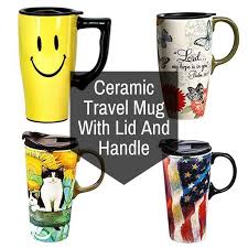 Ceramic Travel Mug With Lid And Handle Mugs Travel Mug Ceramics